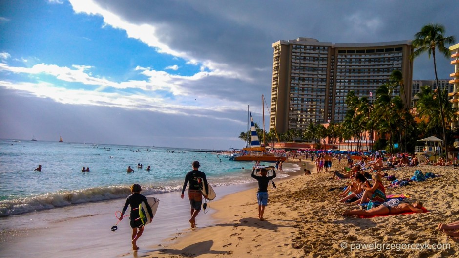 Surferzy na Waikiki Beach